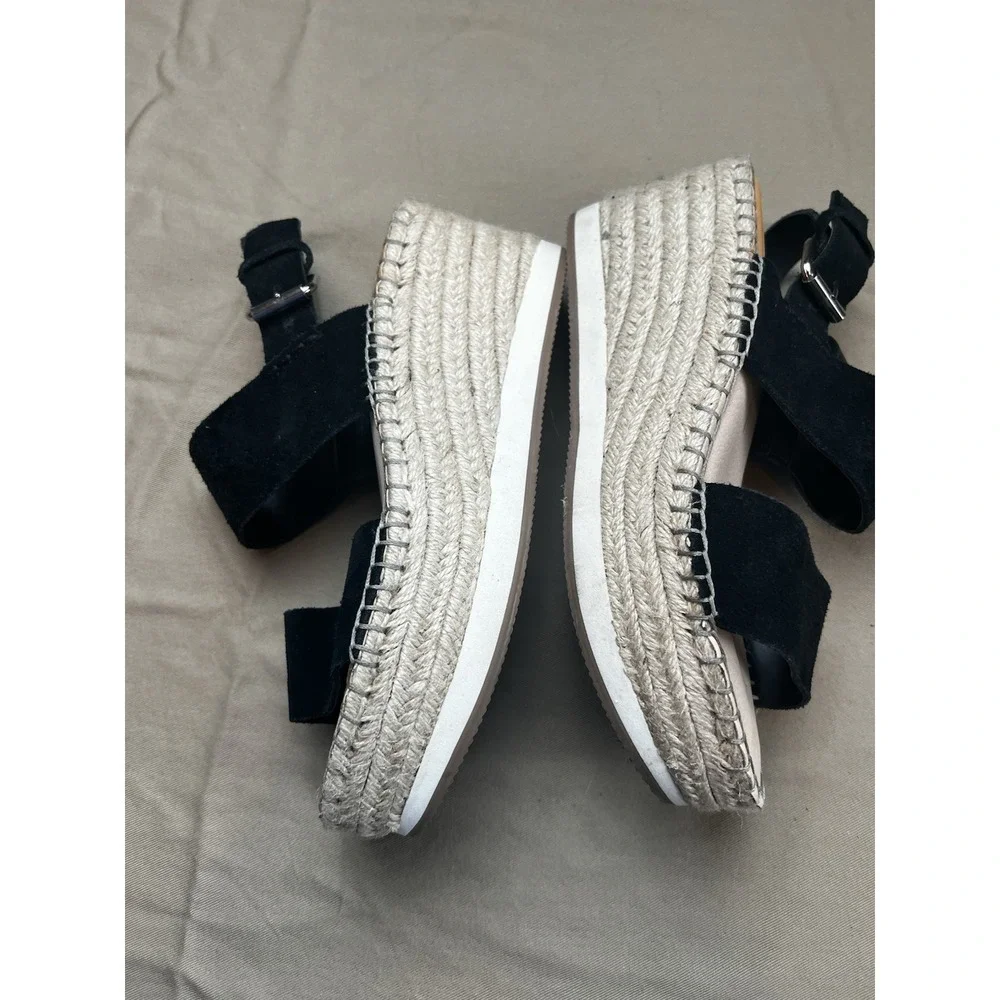 Dolce Vita Black Suede Platform Espadrille Sandals 7.5